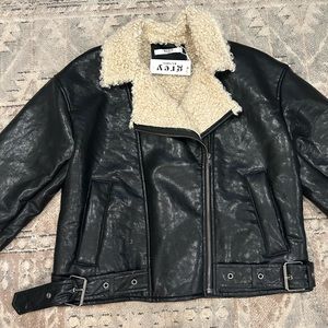 Grey Bandit Sherpa Lined Leather Jacket